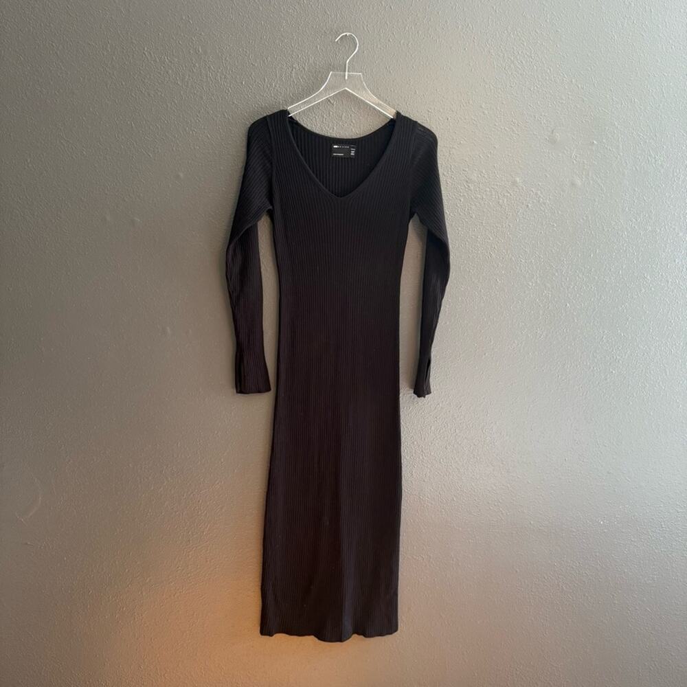ASOS Ribbed V-Neck Long Sleeve Maxi Dress Size 10